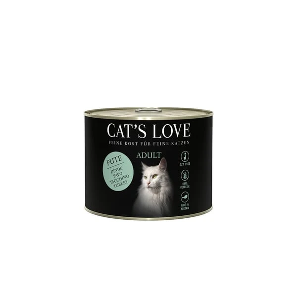 Cat's Love Nassfutter Pute Pur Mit Lachsöl Und Katzengamander 1 Cat's Love Nassfutter Pute Pur Mit Lachsöl Und Katzengamander