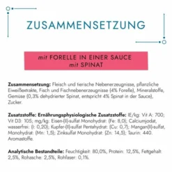 GOURMET Perle Erlesene Streifen In Sauce Mit Forelle Und Spinat -Trixie Verkäufe gourmet perle erlesene streifen mit gemuse forelle 3